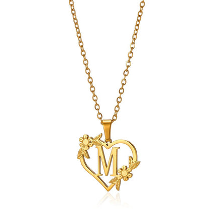 Delicate Flower Heart Monogram Necklace