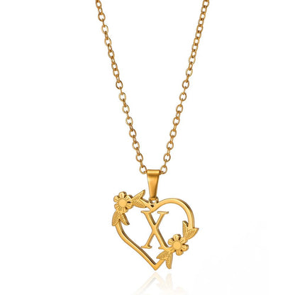 Delicate Flower Heart Monogram Necklace
