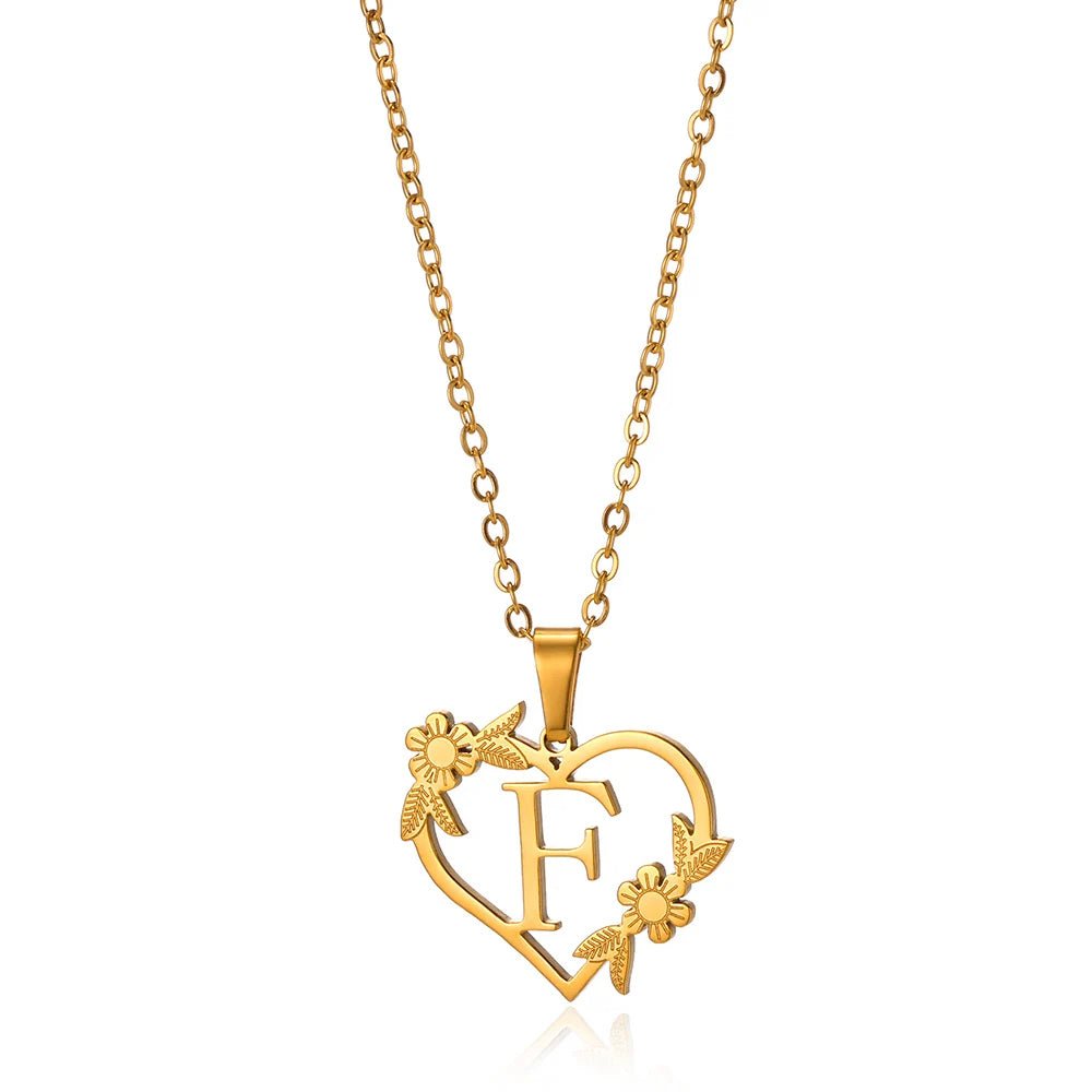 Delicate Flower Heart Monogram Necklace