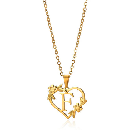 Delicate Flower Heart Monogram Necklace