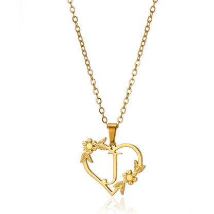 Delicate Flower Heart Monogram Necklace
