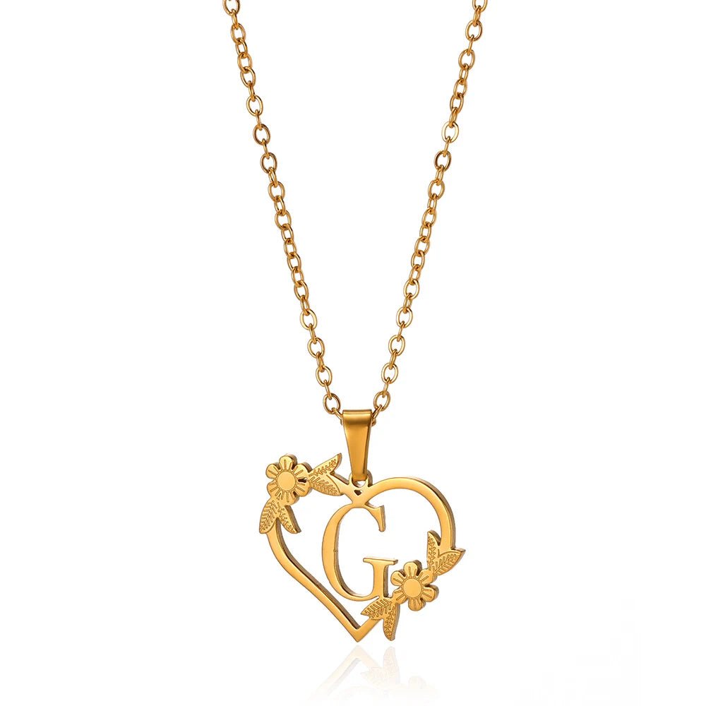 Delicate Flower Heart Monogram Necklace