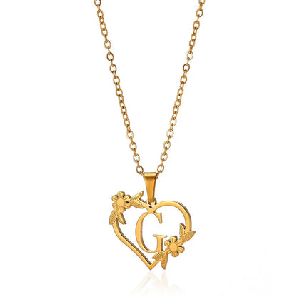 Delicate Flower Heart Monogram Necklace