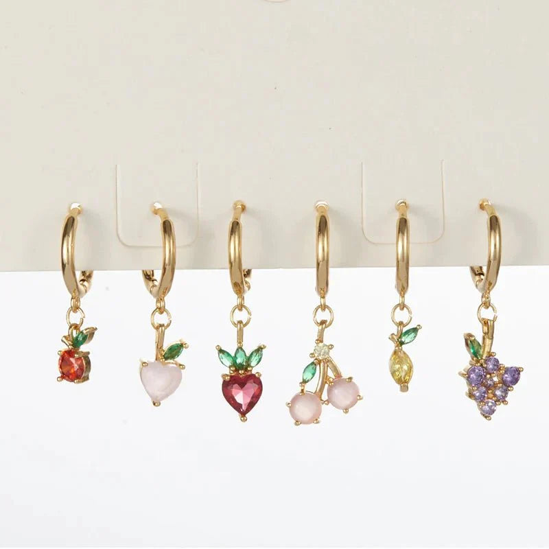 Tiny Fresh Fruit Circle Drop Earrings
