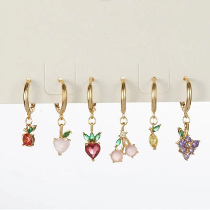 Tiny Fresh Fruit Circle Drop Earrings