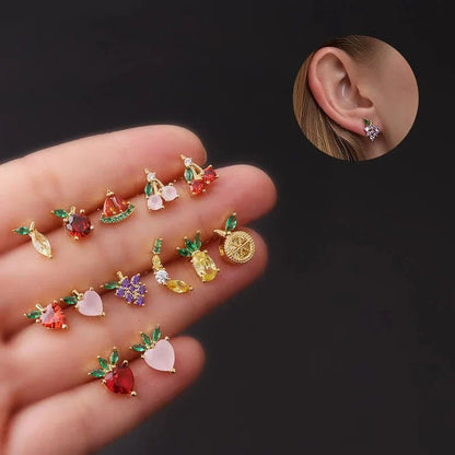 Tiny Fresh Fruit Circle Drop Earrings