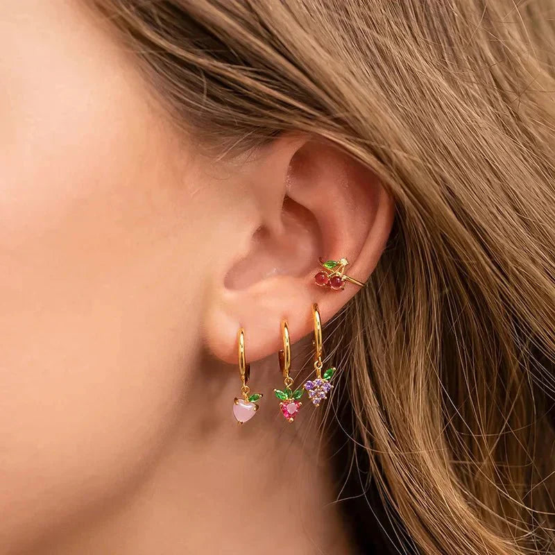 Tiny Fresh Fruit Circle Drop Earrings
