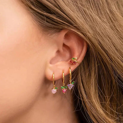 Tiny Fresh Fruit Circle Drop Earrings