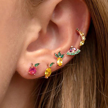Tiny Fresh Fruit Circle Drop Earrings