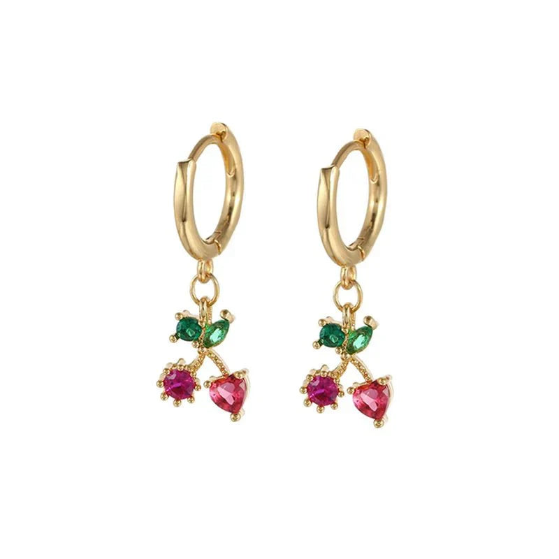 Tiny Fresh Fruit Circle Drop Earrings