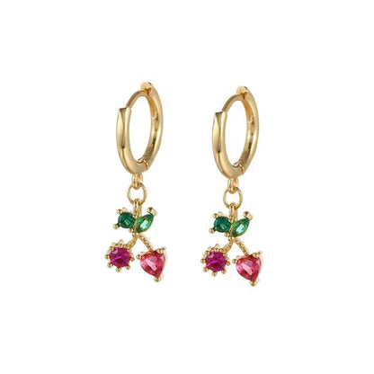 Tiny Fresh Fruit Circle Drop Earrings