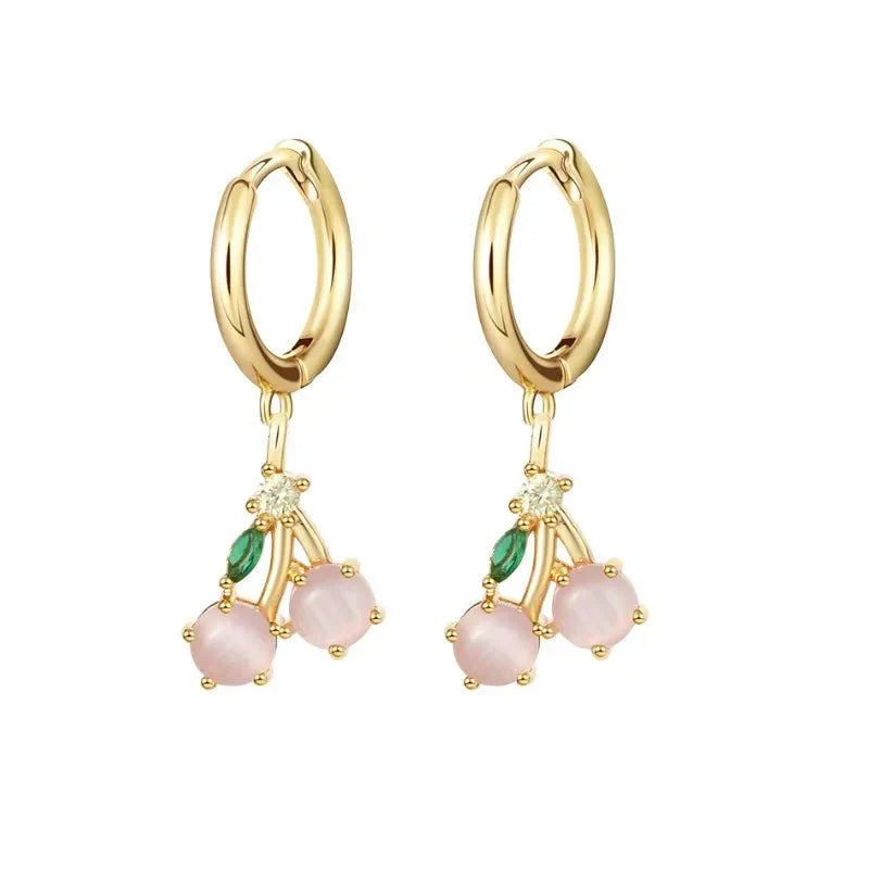 Tiny Fresh Fruit Circle Drop Earrings - Cofik