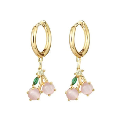 Tiny Fresh Fruit Circle Drop Earrings - Cofik