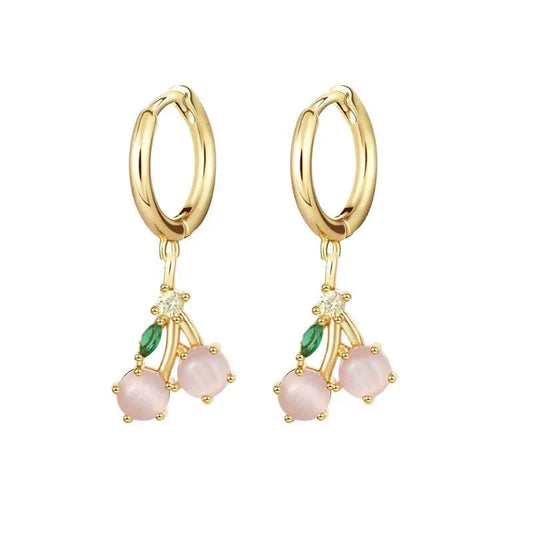 Tiny Fresh Fruit Circle Drop Earrings - Cofik