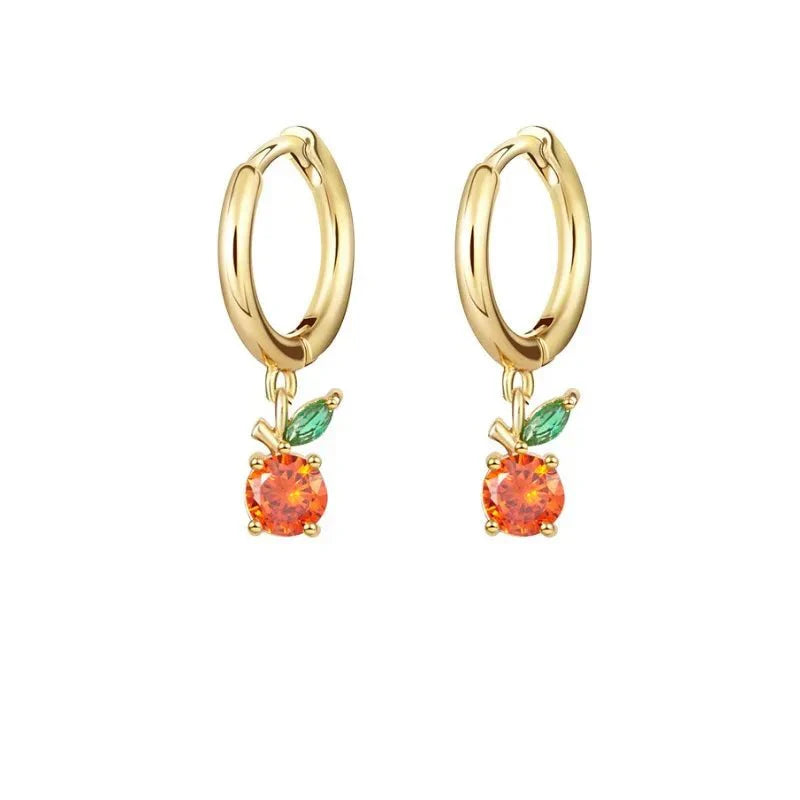 Tiny Fresh Fruit Circle Drop Earrings