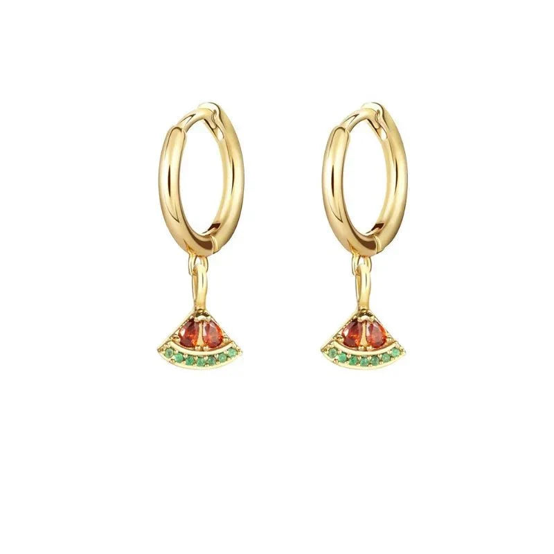 Tiny Fresh Fruit Circle Drop Earrings