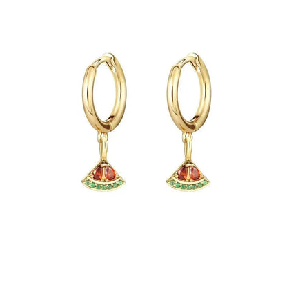Tiny Fresh Fruit Circle Drop Earrings