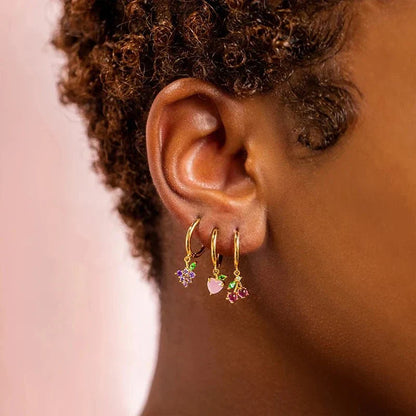 Tiny Fresh Fruit Circle Drop Earrings