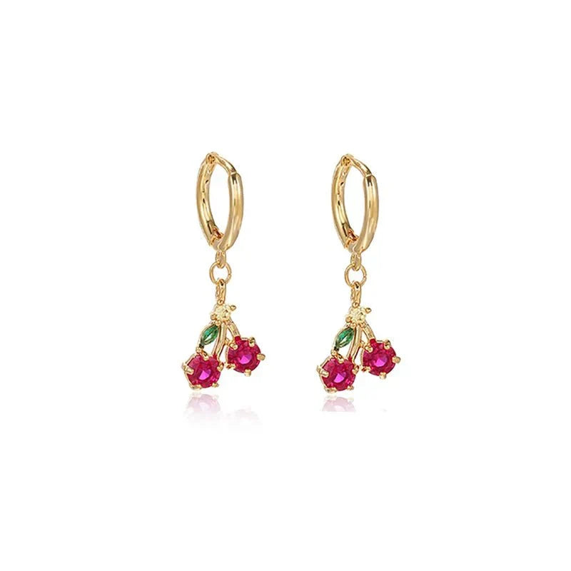 Tiny Fresh Fruit Circle Drop Earrings