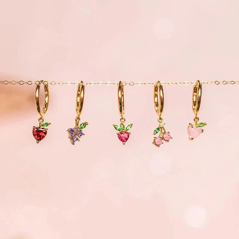 Tiny Fresh Fruit Circle Drop Earrings