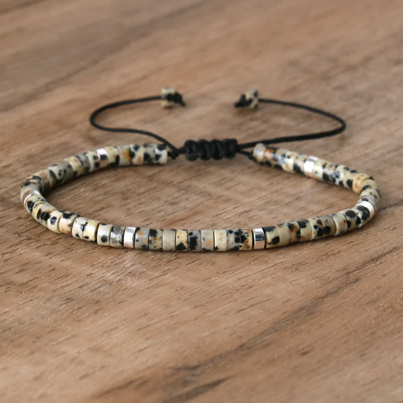 Bohemian Stone Beaded Bracelet with Natural Rollers