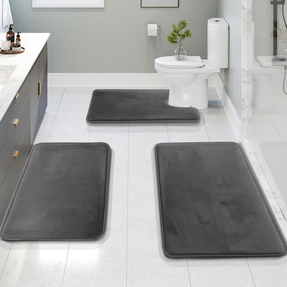 Soft Plush 3-Piece Bathroom Mat Set