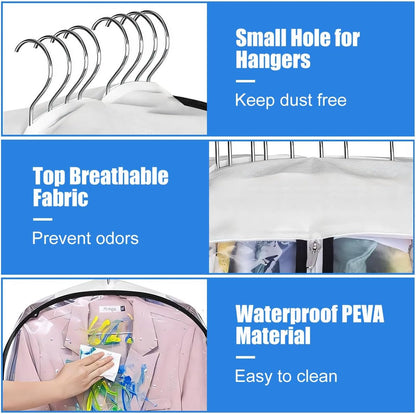 Clear Clothing Storage Bags - 3 Pack with Zipper Closure