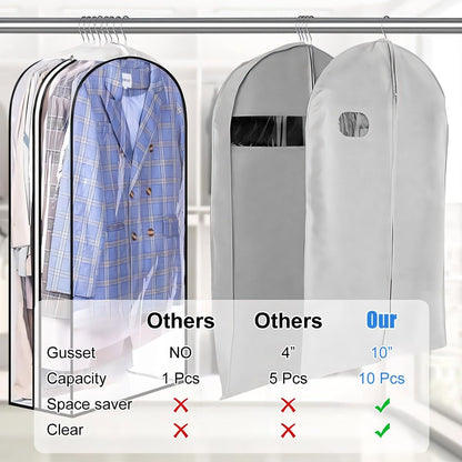 Clear Clothing Storage Bags - 3 Pack with Zipper Closure