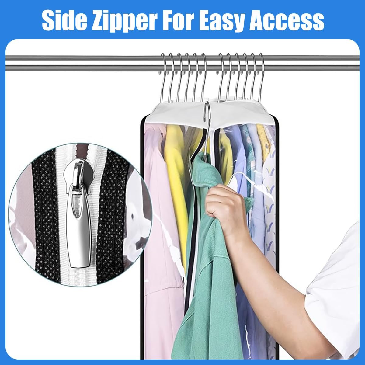 Clear Clothing Storage Bags - 3 Pack with Zipper Closure