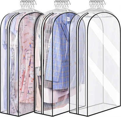Clear Clothing Storage Bags - 3 Pack with Zipper Closure