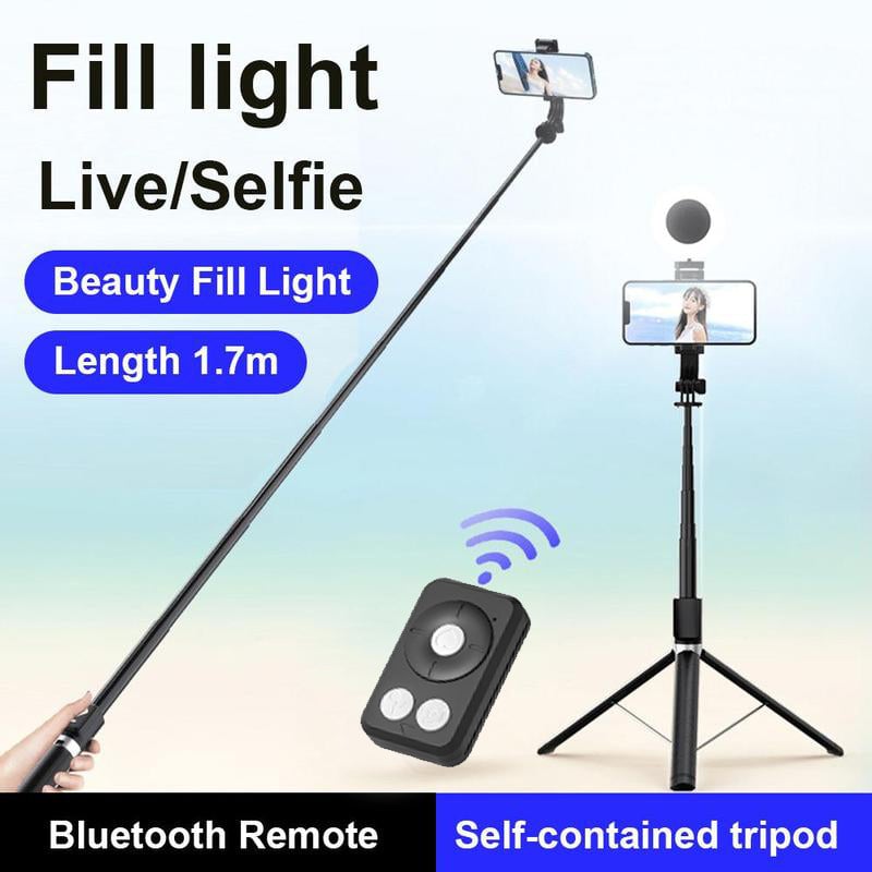 Portable 6in1 Selfie Stick With LED Light