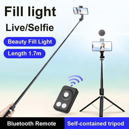 Portable 6in1 Selfie Stick With LED Light