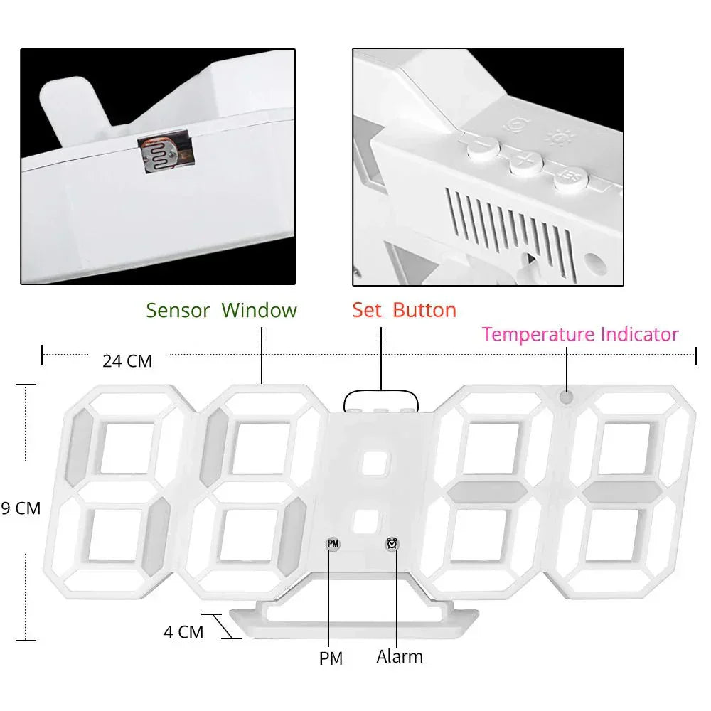 Modern Digital LED Wall Clock with Adjustable Brightness