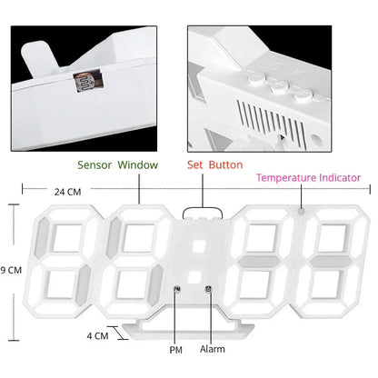 Modern Digital LED Wall Clock with Adjustable Brightness