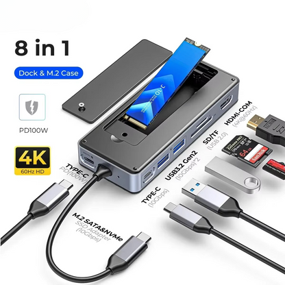 Portable USB-C Laptop Dock with Hard Drive Bay