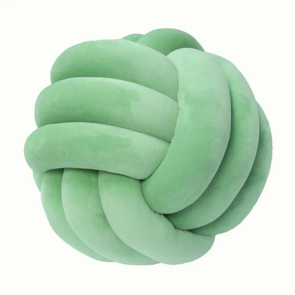 Plush Cushion with Knotted Suede Ball Accent