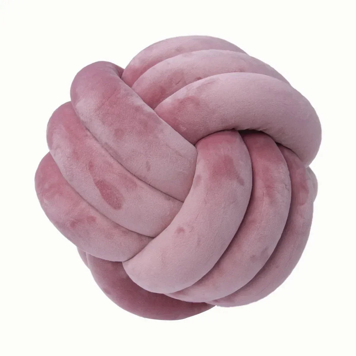 Plush Cushion with Knotted Suede Ball Accent