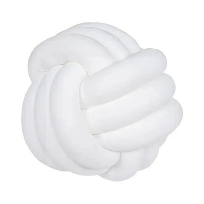 Plush Cushion with Knotted Suede Ball Accent