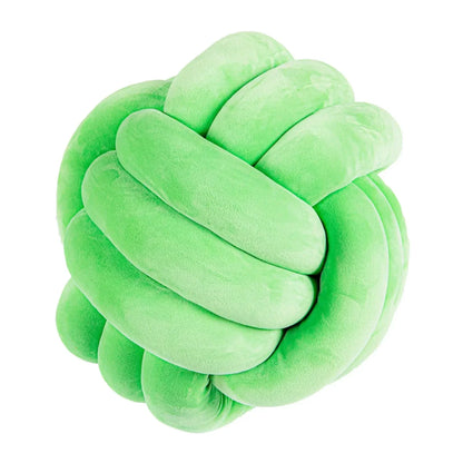 Plush Cushion with Knotted Suede Ball Accent