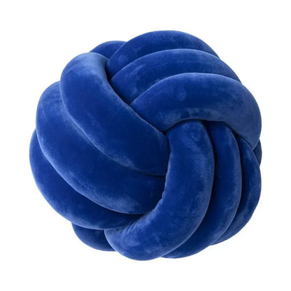 Plush Cushion with Knotted Suede Ball Accent
