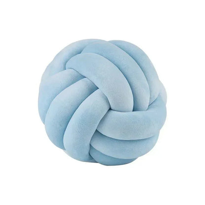 Plush Cushion with Knotted Suede Ball Accent