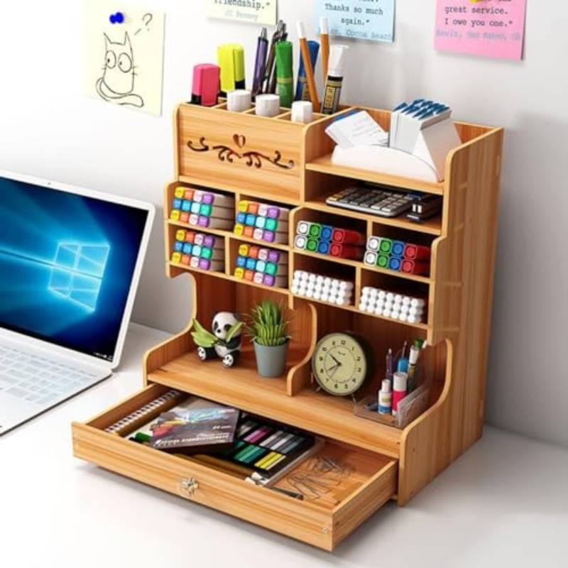 Compact Office Storage Tray with 3 Piece Drawer Set