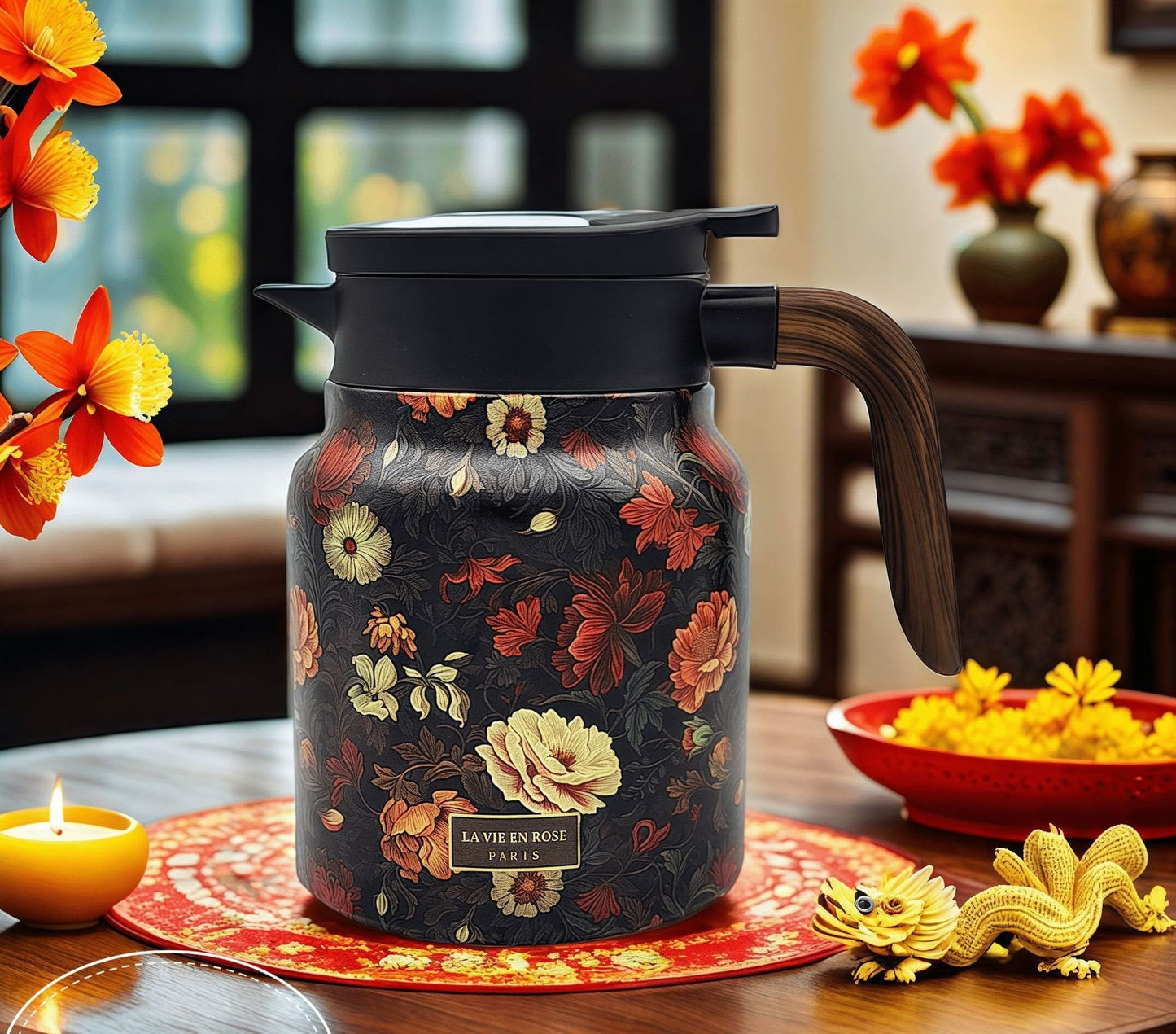 Classic Floral Design Tea Infuser Thermos