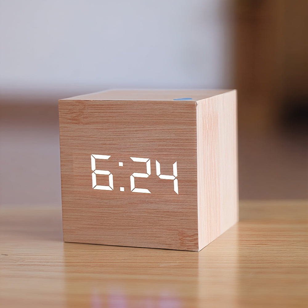 Smart LED Wooden Digital Alarm Clock