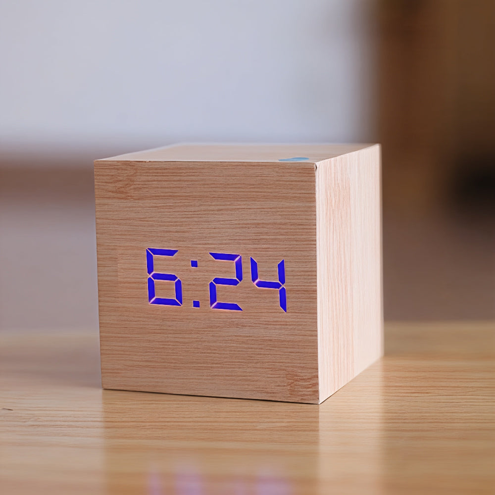 Smart LED Wooden Digital Alarm Clock