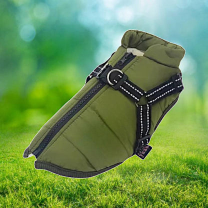 Warm Insulated Dog Coat with Reflective Vest