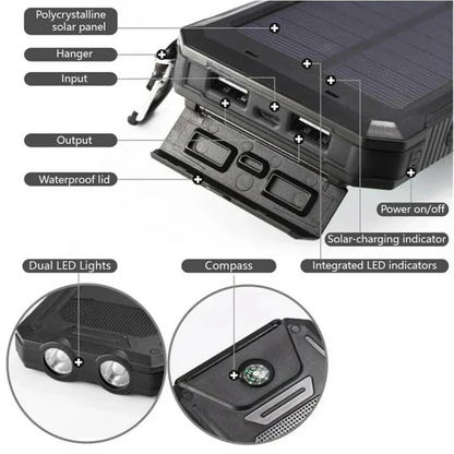 Large Waterproof Portable Solar Charger Bank