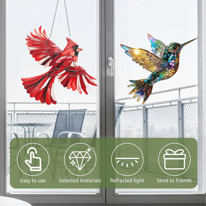Colorful Bird Window Decor