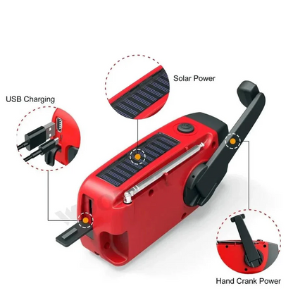 Portable Solar Powered Radio with Battery Charger