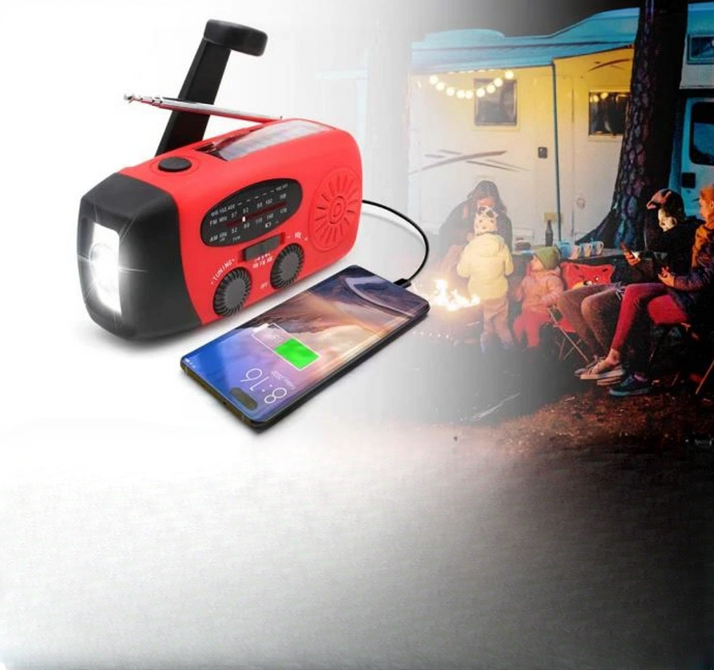 Portable Solar Powered Radio with Battery Charger